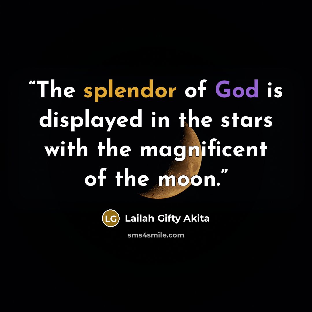 “The splendor of God is displayed in the stars with the magnificent of the moon.” quote by Lailah Gifty Akita