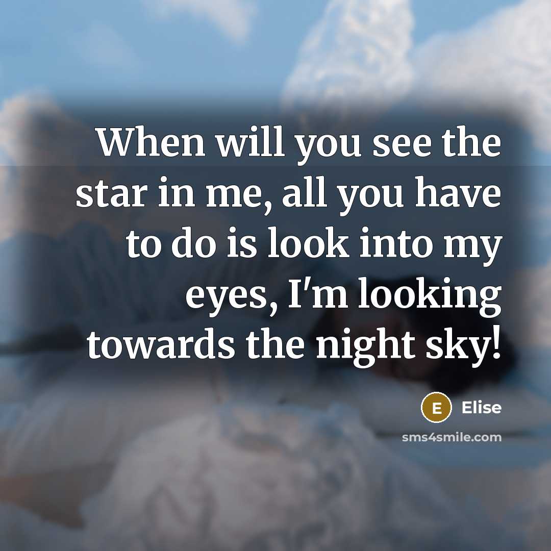 “When will you see the star in me, all you have to do is look into my eyes, I'm looking towards the night sky!” quote by Elise