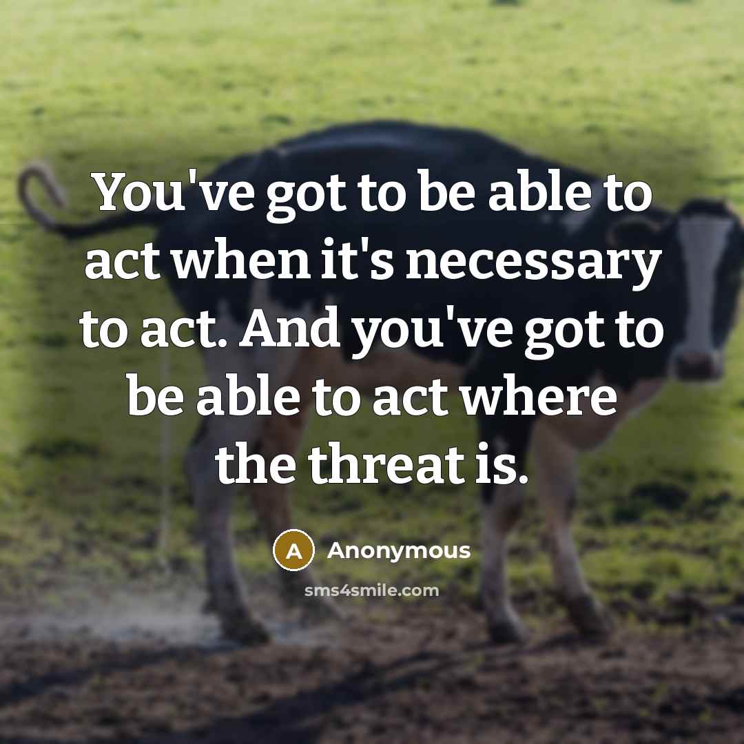 “You've got to be able to act when it's necessary to act. And you've got to be able to act where the threat is.” quote by Anonymous