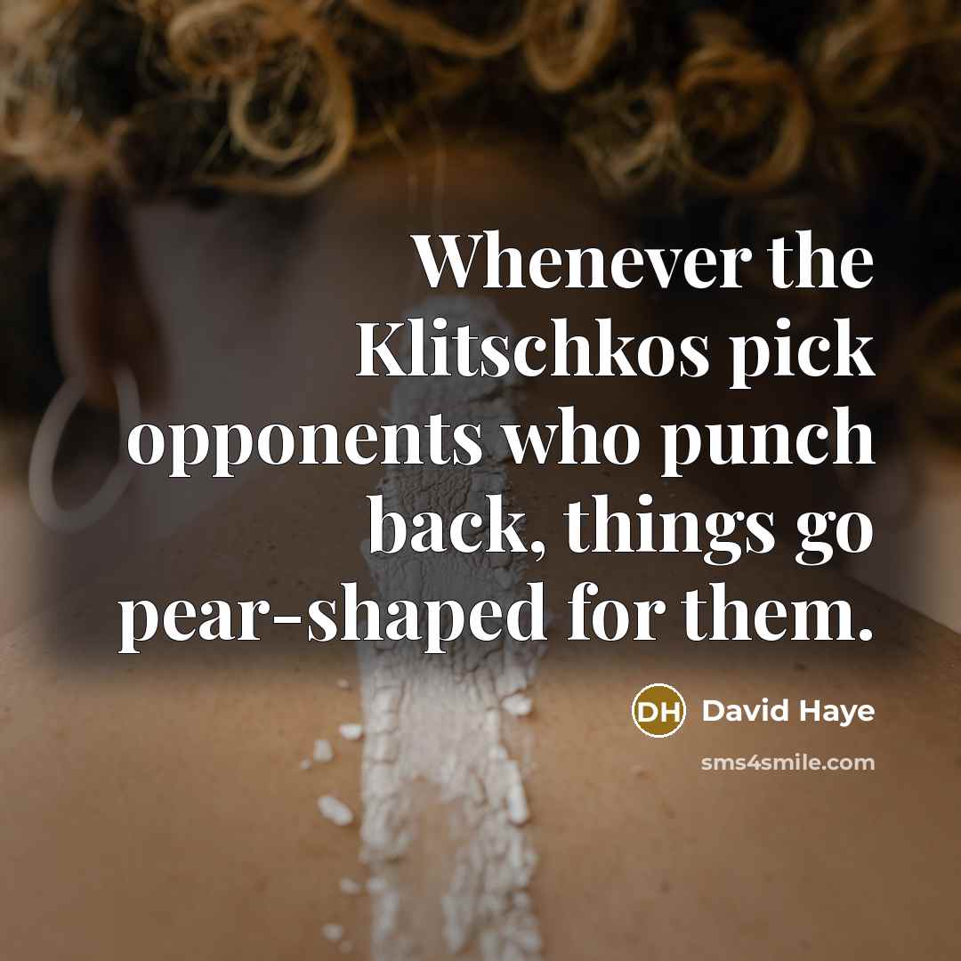 “Whenever the Klitschkos pick opponents who punch back, things go pear-shaped for them.” quote by David Haye