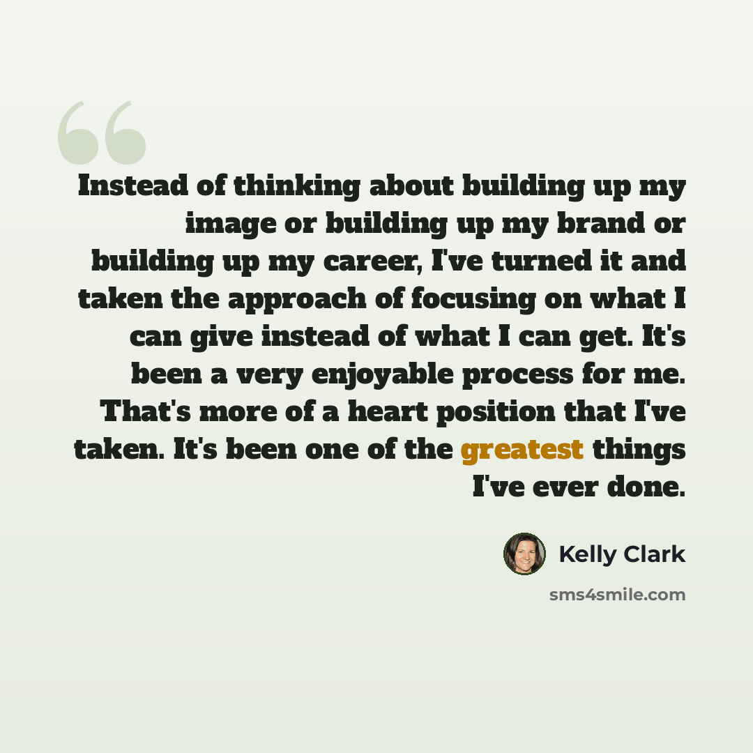 “Instead of thinking about building up my image or building up my brand or building up my career, I've turned it and taken the approach of focusing on what I can give instead of what I can get. It's been a very enjoyable process for me. That's more of a heart position that I've taken. It's been one…” quote by Kelly Clark