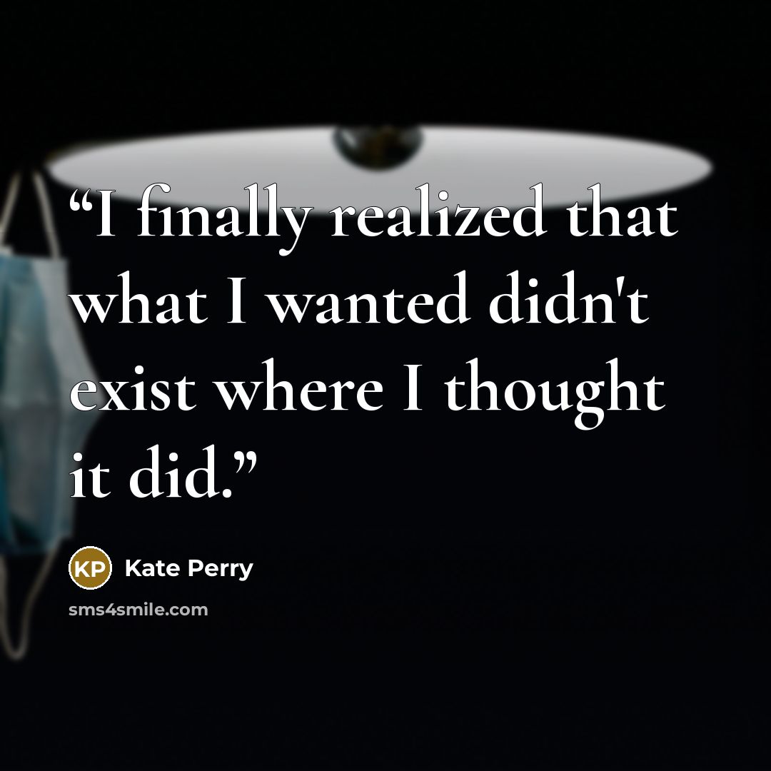 “I finally realized that what I wanted didn't exist where I thought it did.” quote by Kate Perry