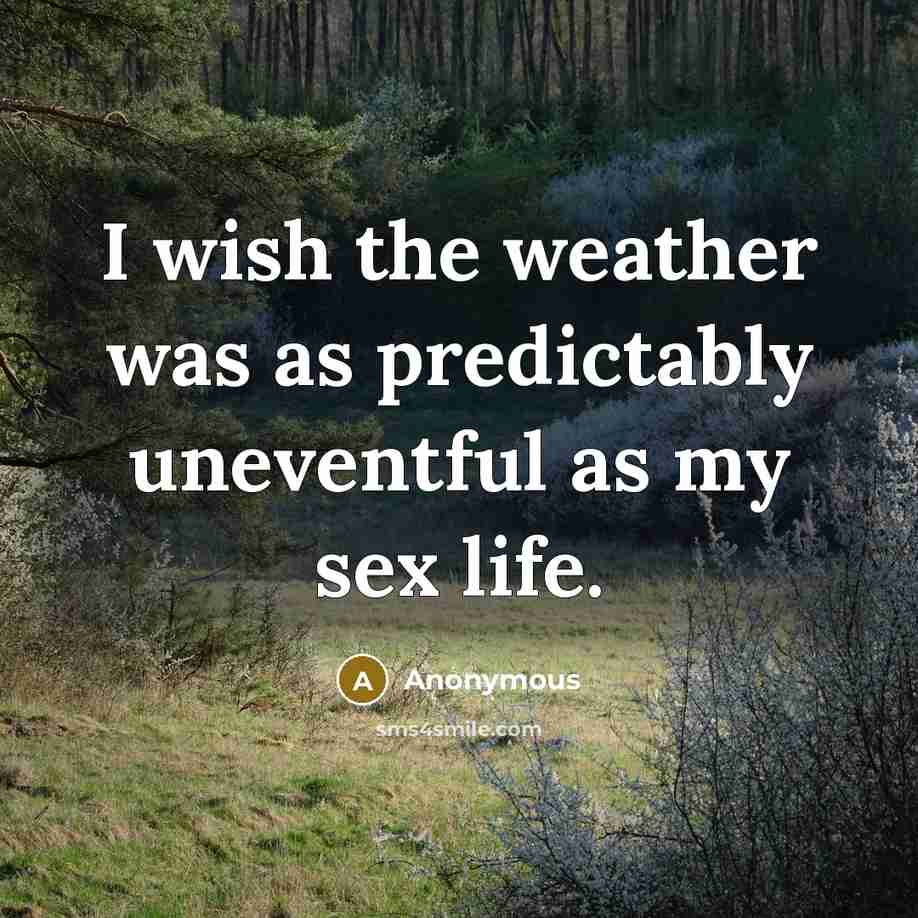 “I wish the weather was as predictably uneventful as my sex life.” quote by Anonymous