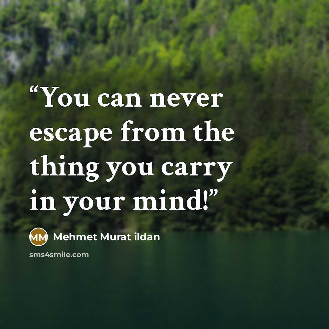 “You can never escape from the thing you carry in your mind!” quote by Mehmet Murat ildan