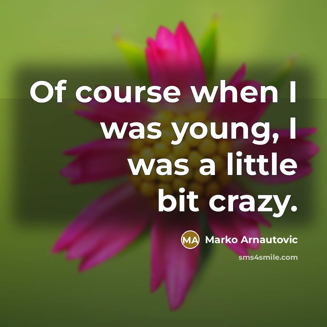 “Of course when I was young, I was a little bit crazy.” quote by Marko Arnautovic