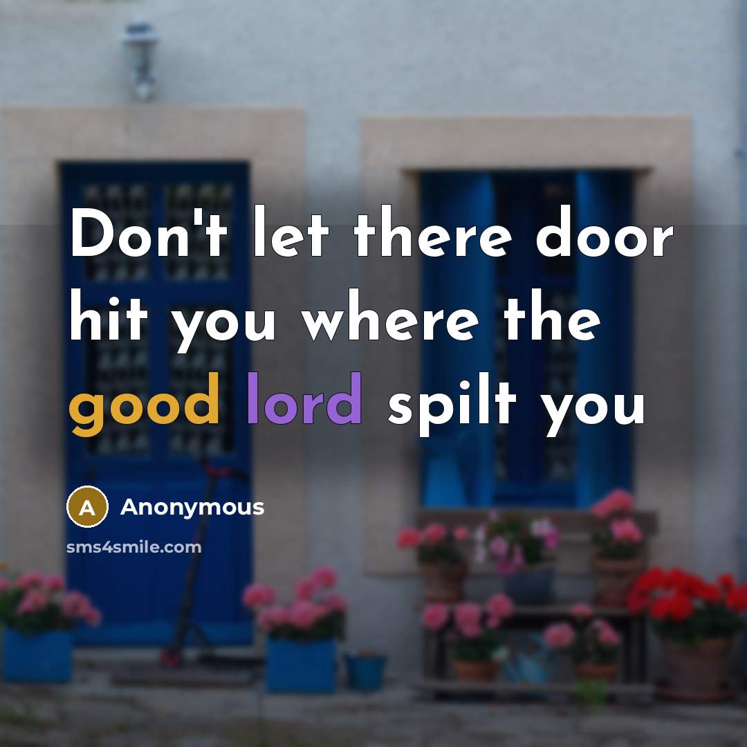 “Don't let there door hit you where the good lord spilt you” quote by Anonymous