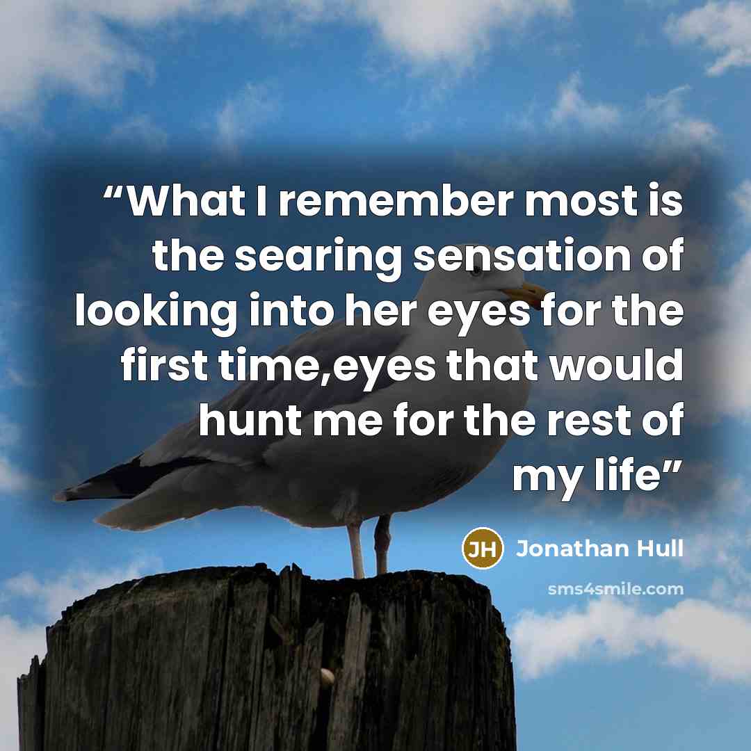 “What I remember most is the searing sensation of looking into her eyes for the first time,eyes that would hunt me for the rest of my life” quote by Jonathan Hull