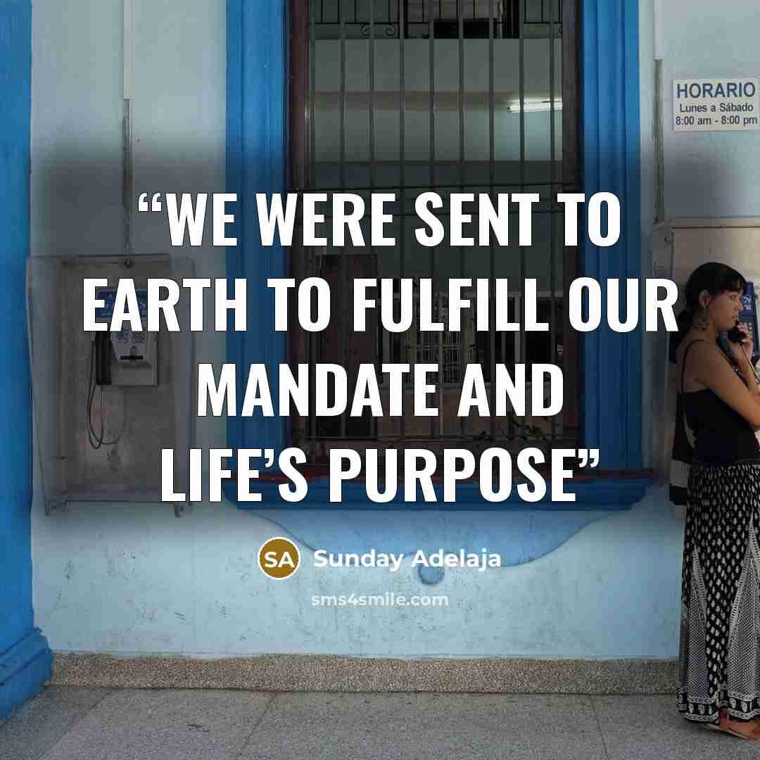 “We were sent to earth to fulfill our mandate and life’s purpose” quote by Sunday Adelaja