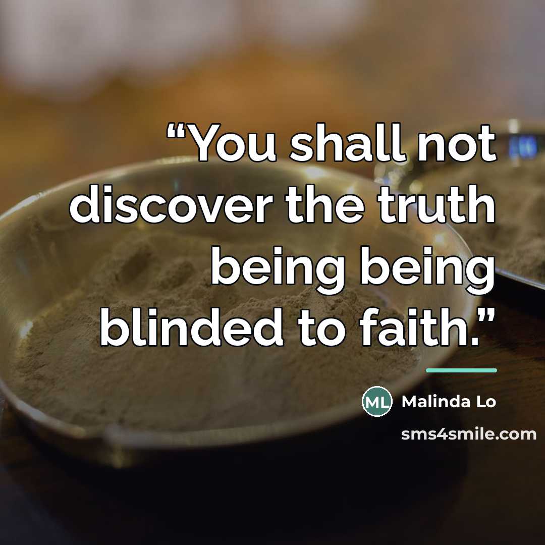 “You shall not discover the truth being being blinded to faith.” quote by Malinda Lo