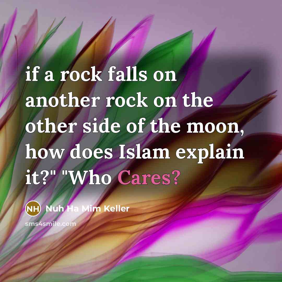 “if a rock falls on another rock on the other side of the moon, how does Islam explain it?" "Who Cares?” quote by Nuh Ha Mim Keller