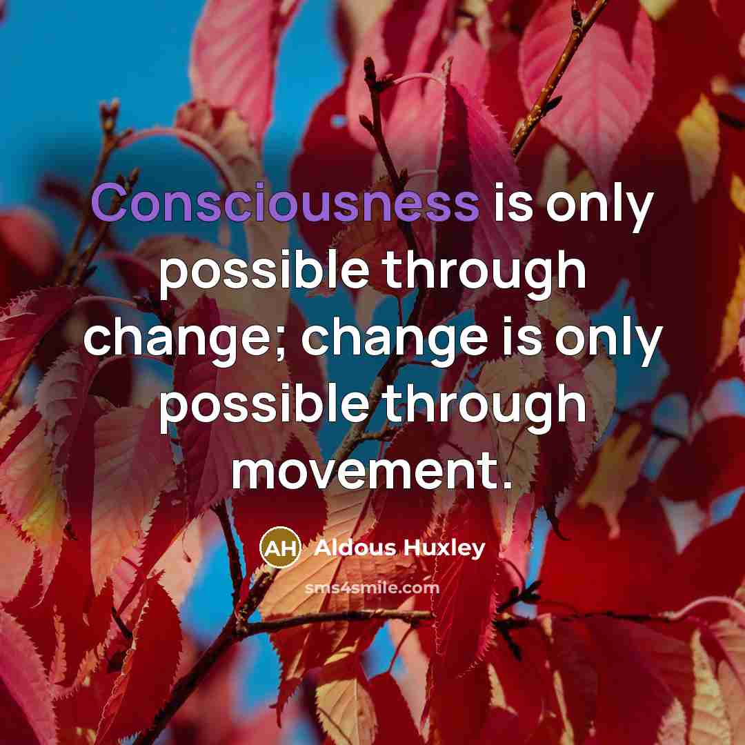 “Consciousness is only possible through change; change is only possible through movement.” quote by Aldous Huxley