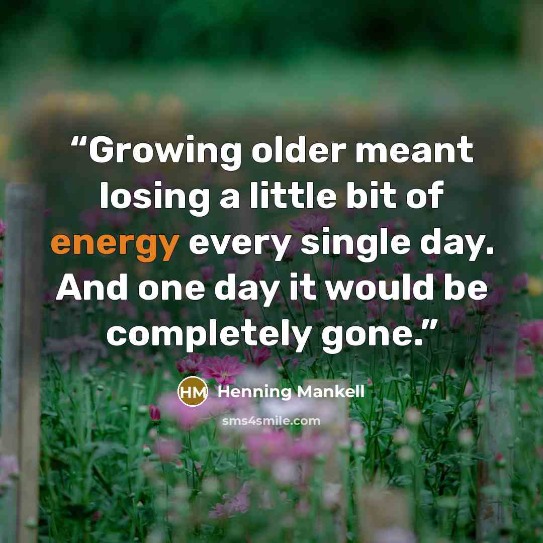 “Growing older meant losing a little bit of energy every single day. And one day it would be completely gone.” quote by Henning Mankell
