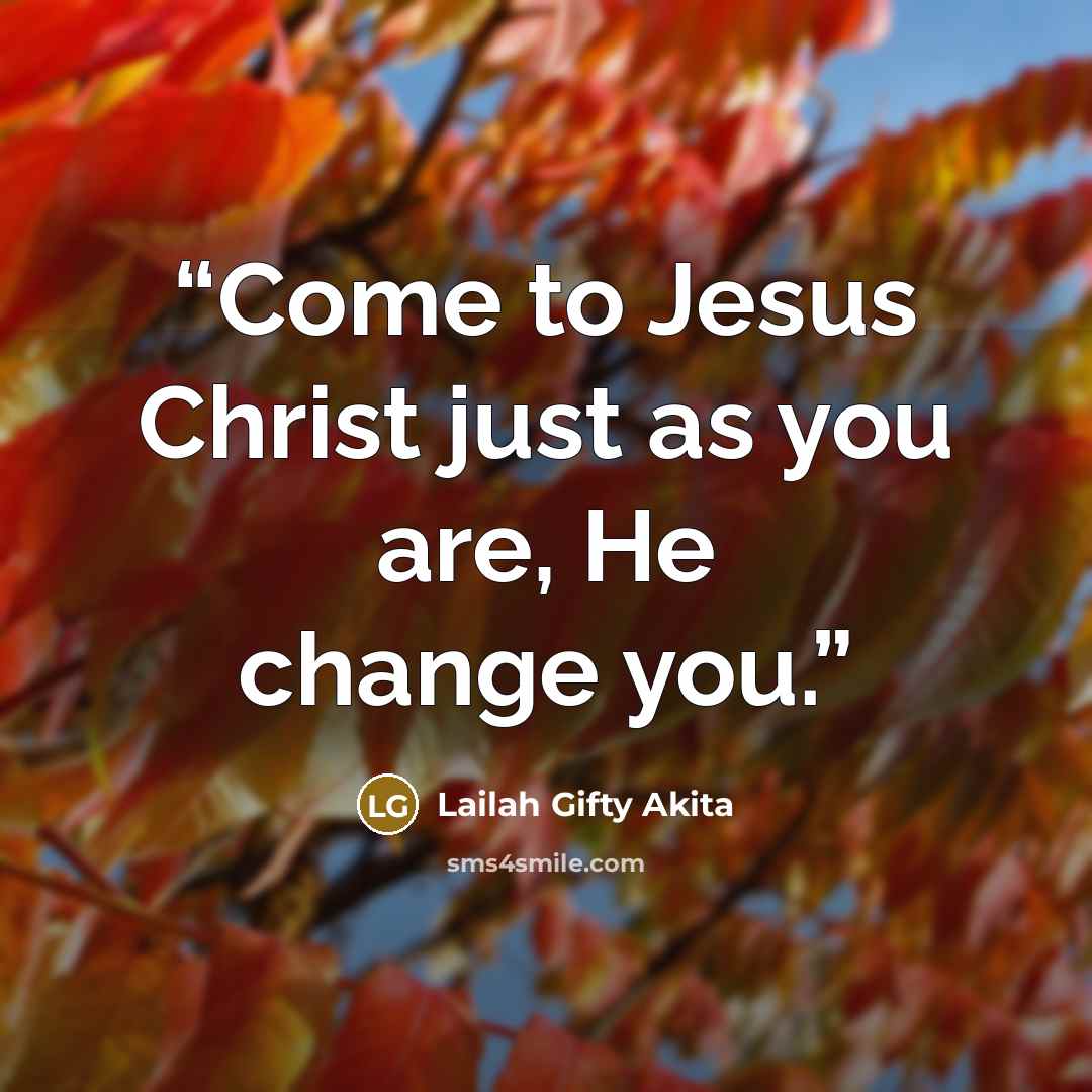 “Come to Jesus Christ just as you are, He change you.” quote by Lailah Gifty Akita