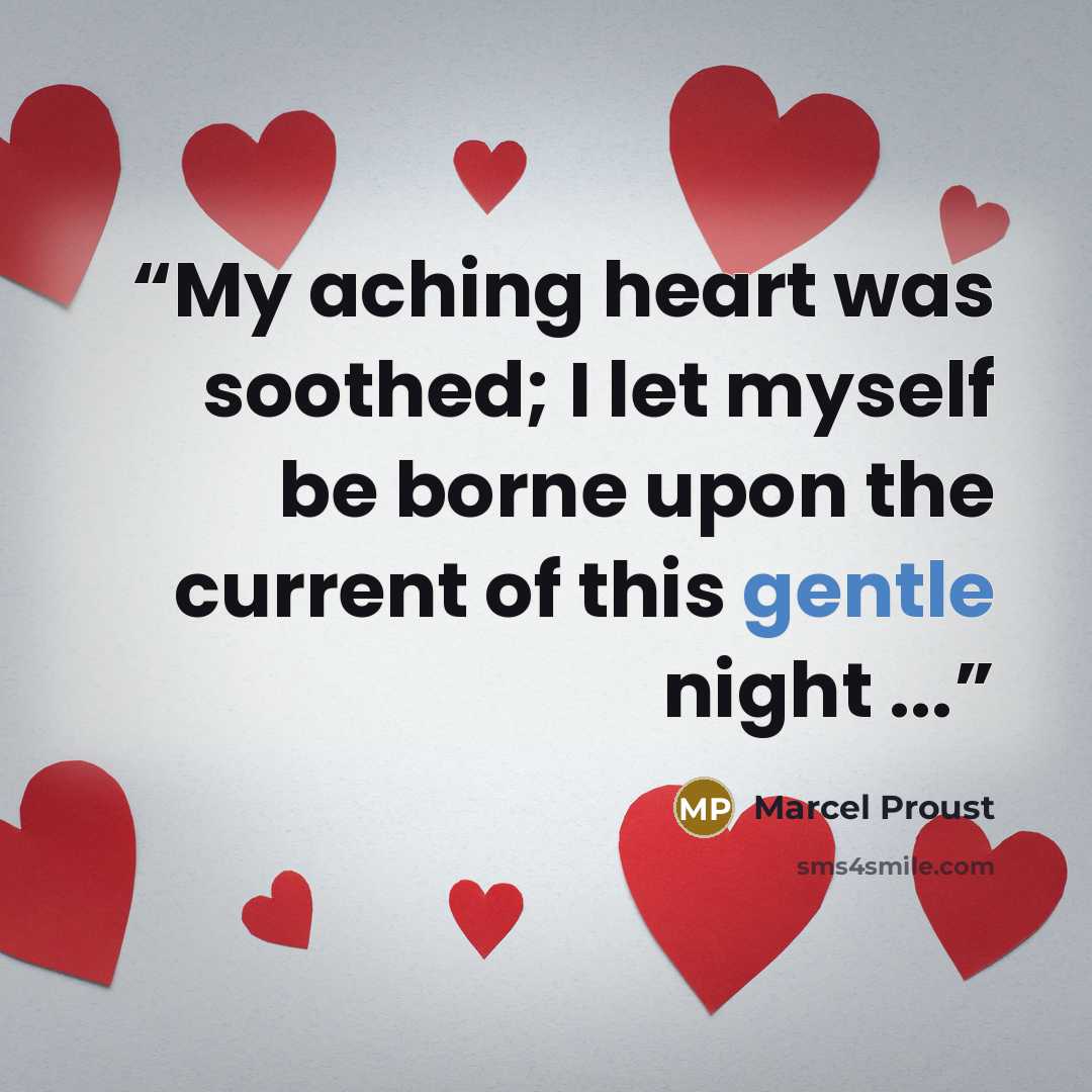 “My aching heart was soothed; I let myself be borne upon the current of this gentle night ...” quote by Marcel Proust