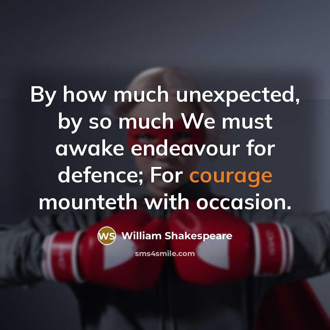 “By how much unexpected, by so much We must awake endeavour for defence; For courage mounteth with occasion.” quote by William Shakespeare