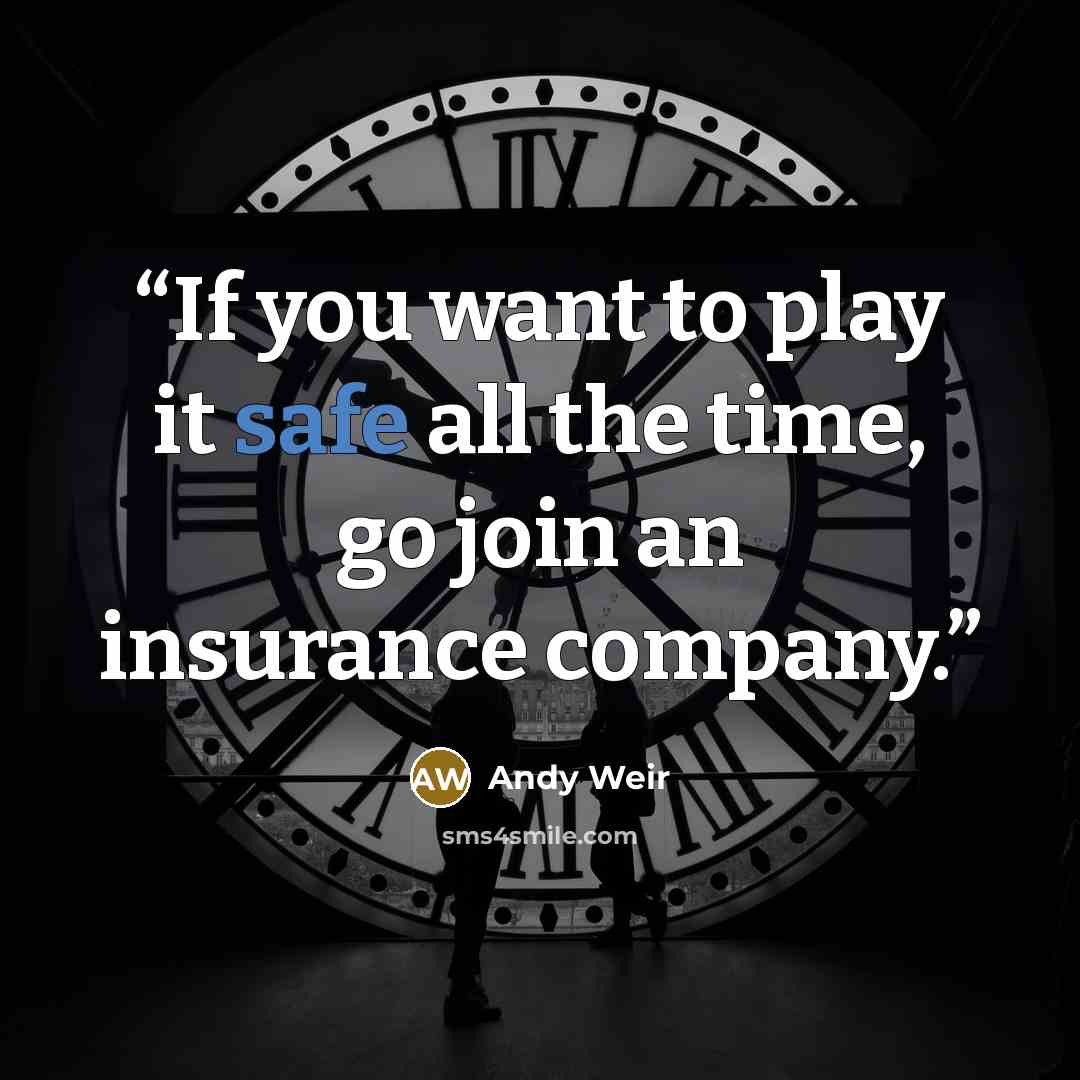 “If you want to play it safe all the time, go join an insurance company.” quote by Andy Weir