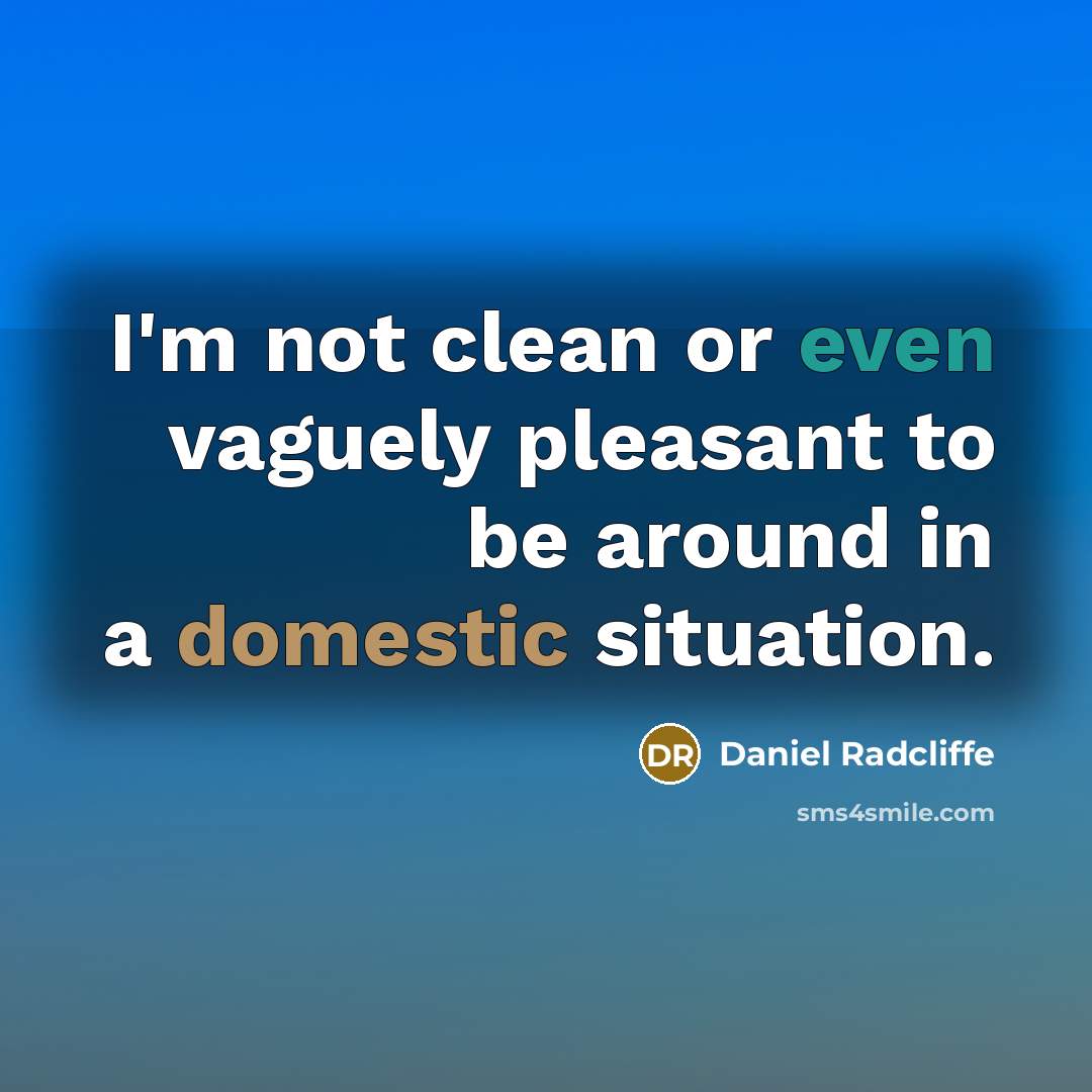“I'm not clean or even vaguely pleasant to be around in a domestic situation.” quote by Daniel Radcliffe