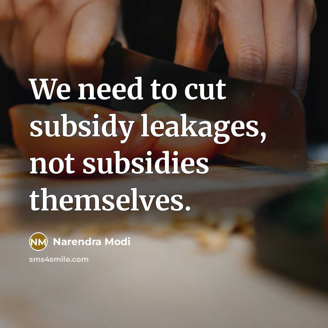 “We need to cut subsidy leakages, not subsidies themselves.” quote by Narendra Modi