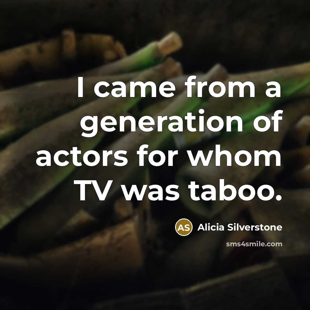 “I came from a generation of actors for whom TV was taboo.” quote by Alicia Silverstone