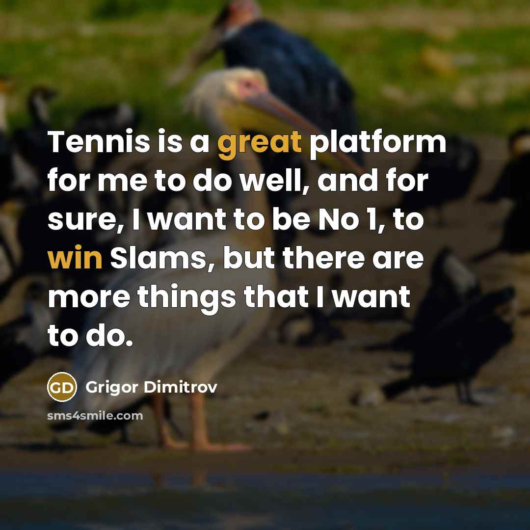 “Tennis is a great platform for me to do well, and for sure, I want to be No 1, to win Slams, but there are more things that I want to do.” quote by Grigor Dimitrov