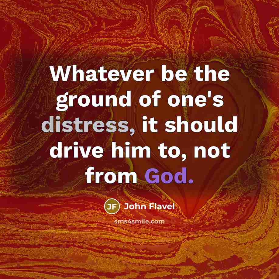 “Whatever be the ground of one's distress, it should drive him to, not from God.” quote by John Flavel