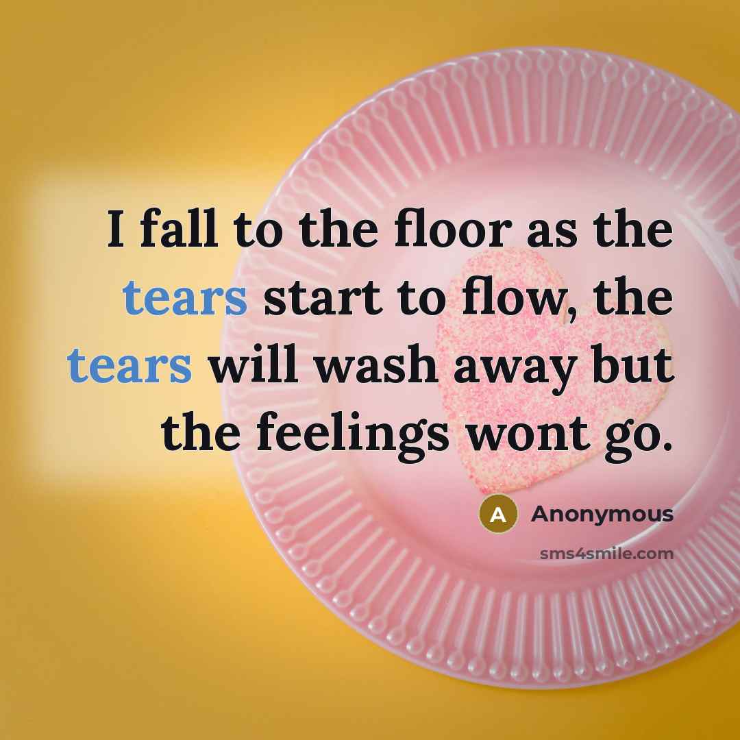 “I fall to the floor as the tears start to flow, the tears will wash away but the feelings wont go.” quote by Anonymous