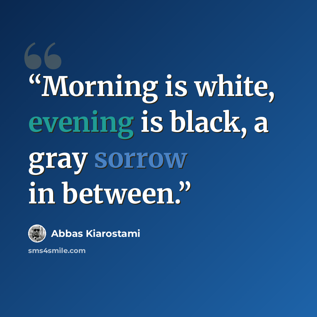 “Morning is white, evening is black, a gray sorrow in between.” quote by Abbas Kiarostami
