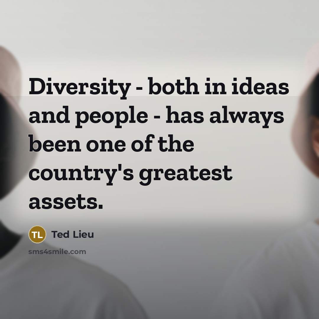 “Diversity - both in ideas and people - has always been one of the country's greatest assets.” quote by Ted Lieu