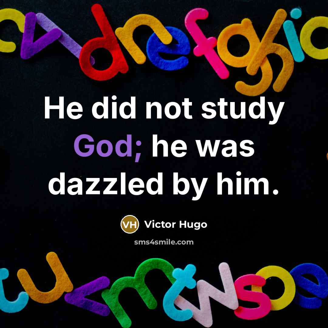 “He did not study God; he was dazzled by him.” quote by Victor Hugo