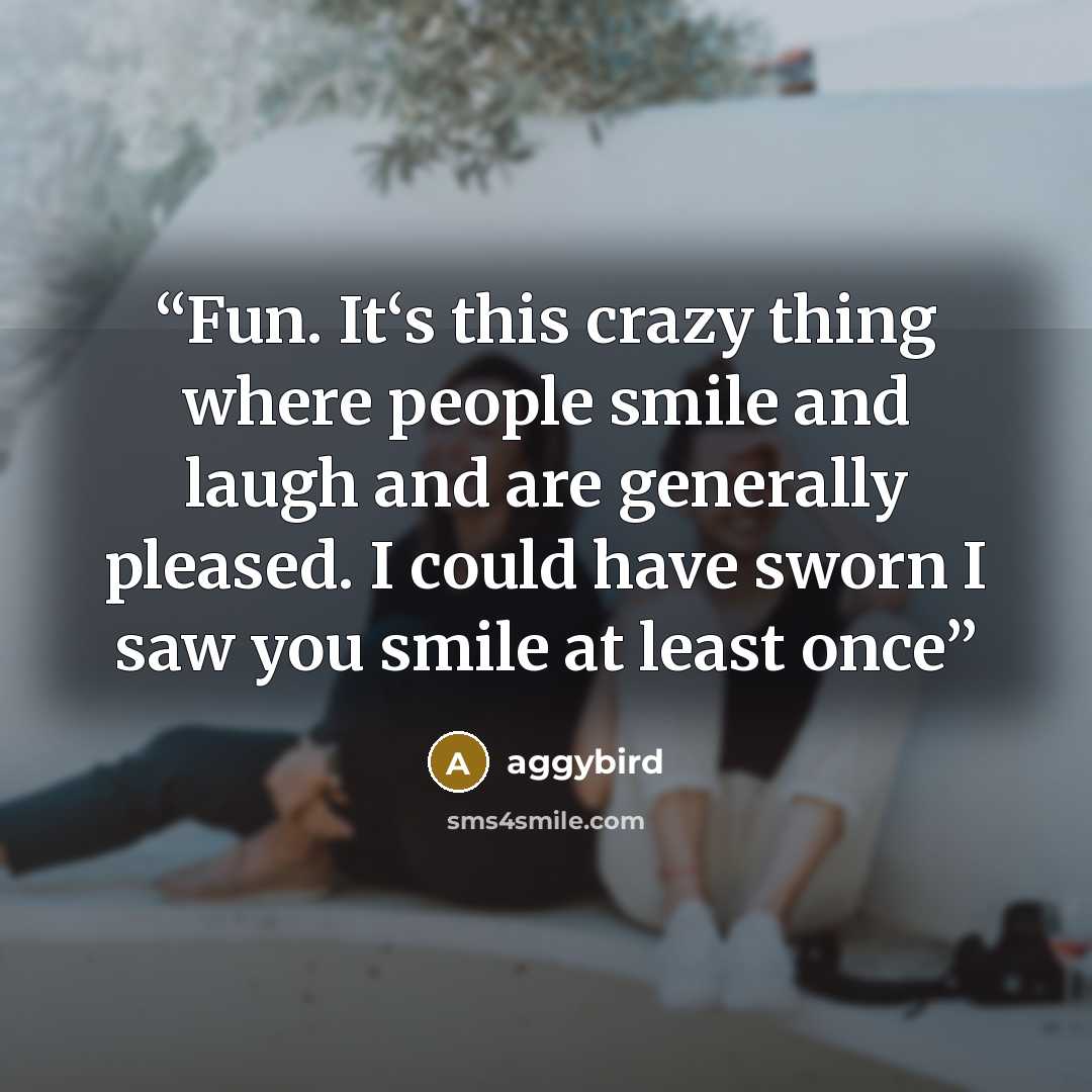 “Fun. It‘s this crazy thing where people smile and laugh and are generally pleased. I could have sworn I saw you smile at least once” quote by aggybird