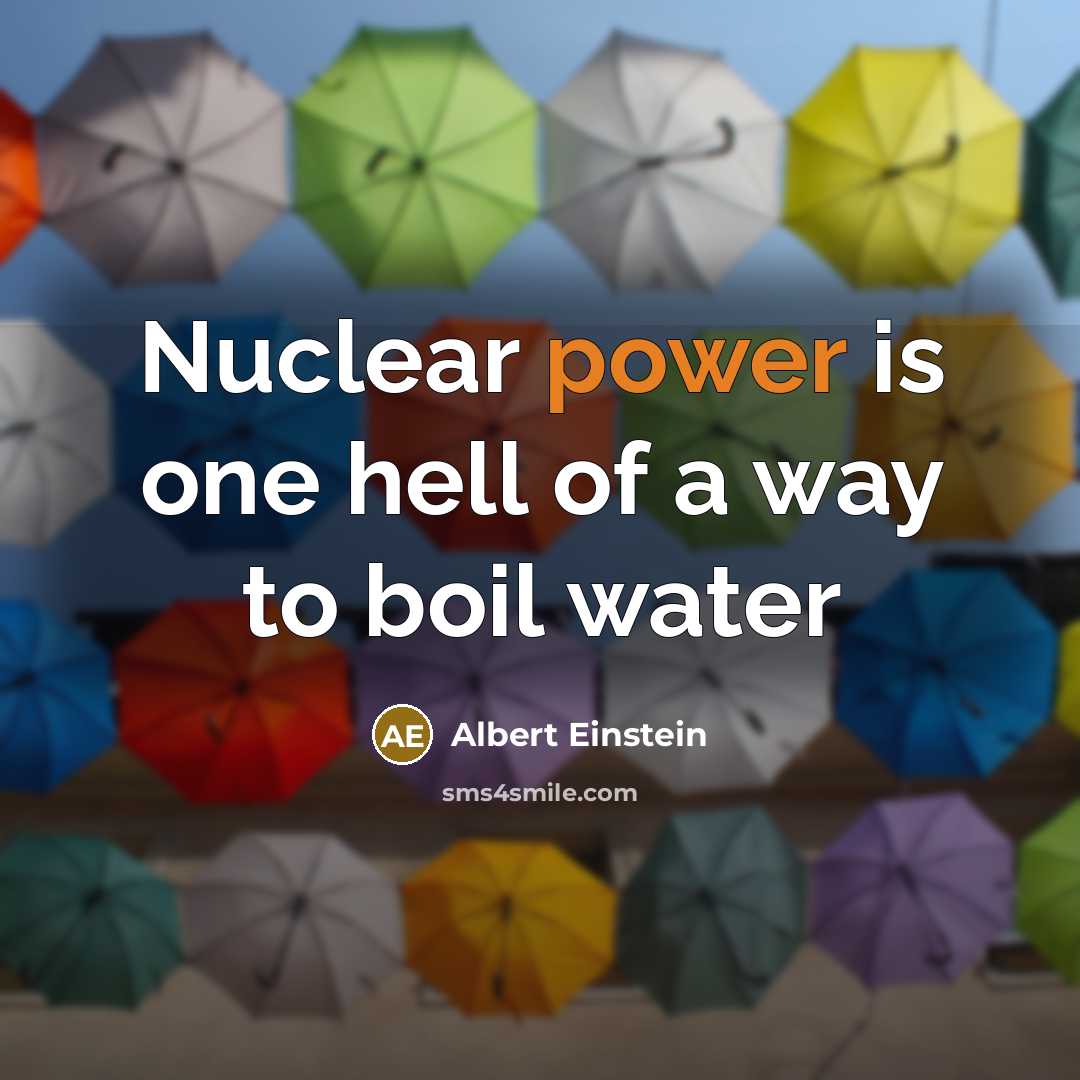 “Nuclear power is one hell of a way to boil water” quote by Albert Einstein