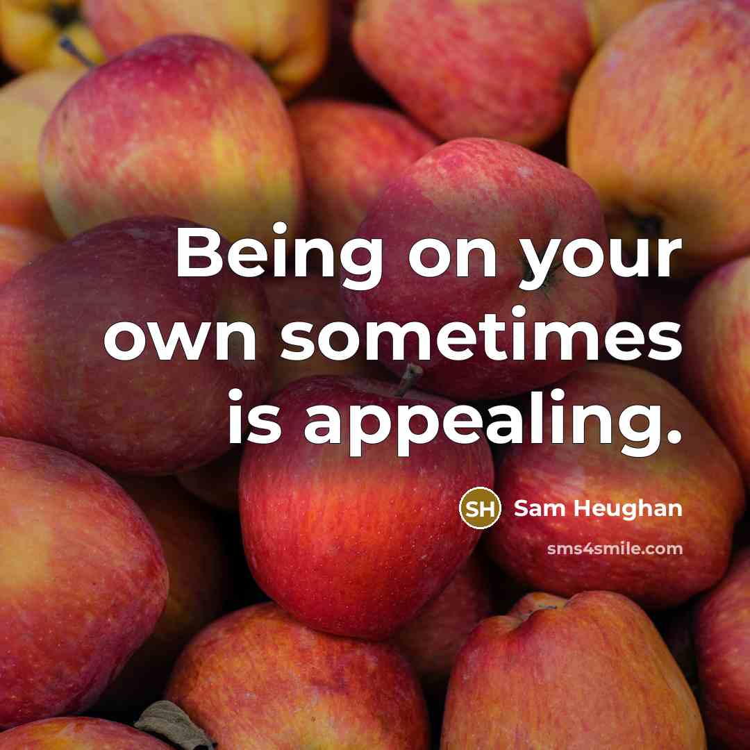 “Being on your own sometimes is appealing.” quote by Sam Heughan
