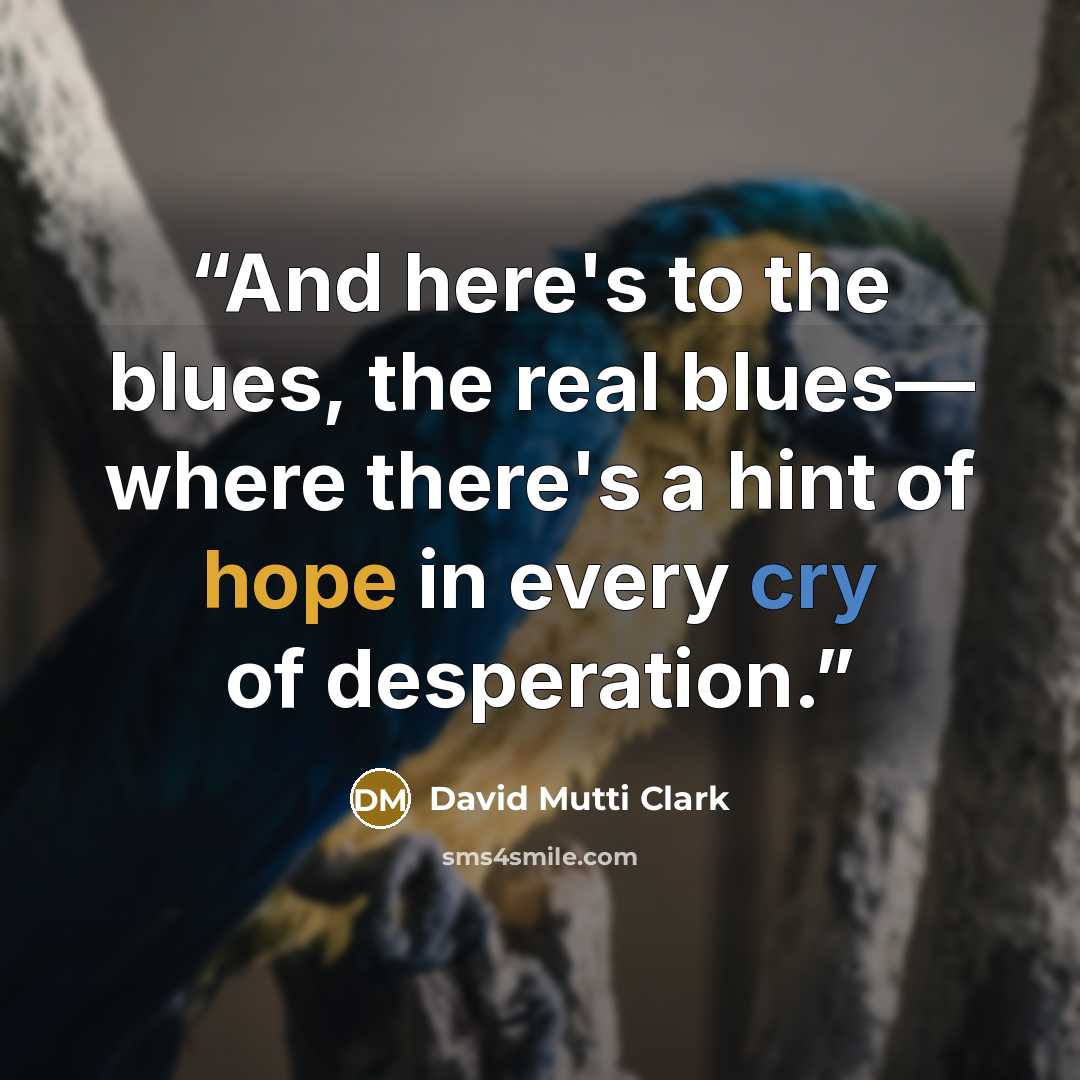 “And here's to the blues, the real blues— where there's a hint of hope in every cry of desperation.” quote by David Mutti Clark