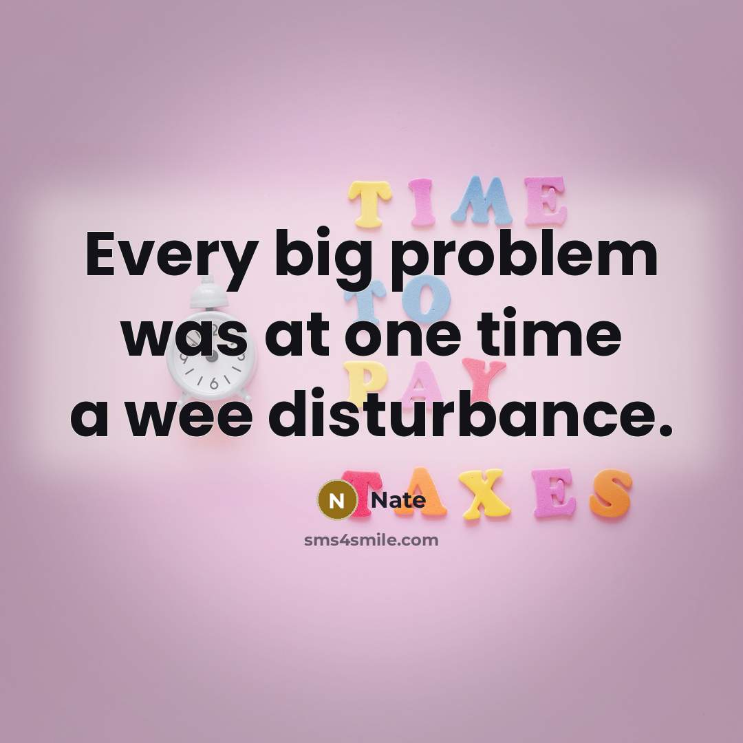 “Every big problem was at one time a wee disturbance.” quote by Nate