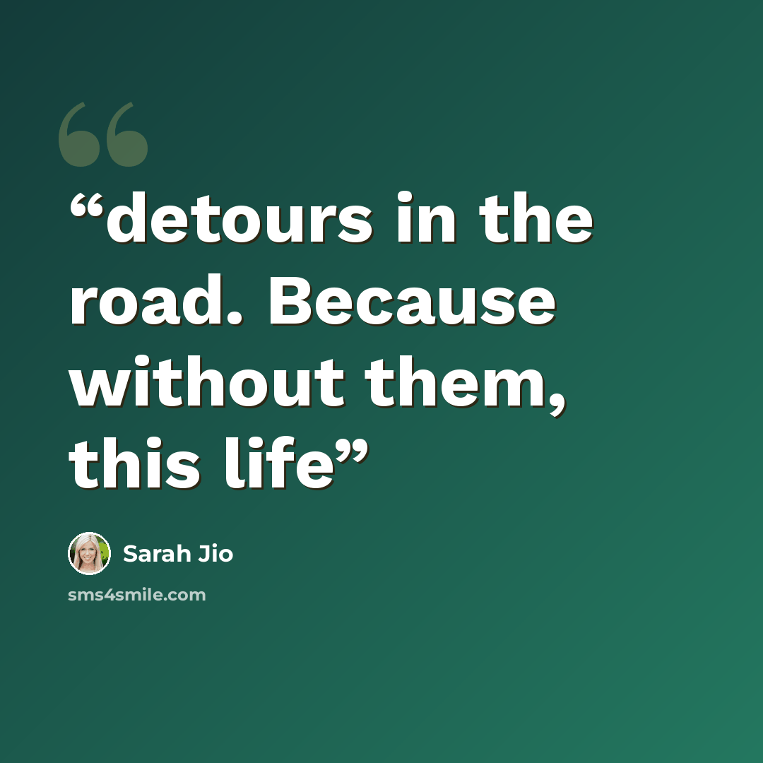 “detours in the road. Because without them, this life” quote by Sarah Jio