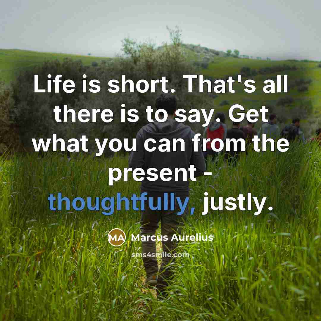 “Life is short. That's all there is to say. Get what you can from the present - thoughtfully, justly.” quote by Marcus Aurelius