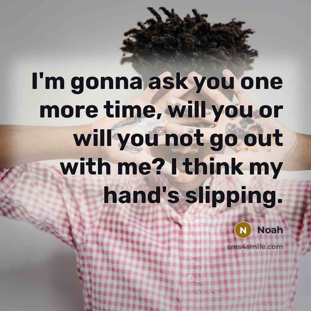 “I'm gonna ask you one more time, will you or will you not go out with me? I think my hand's slipping.” quote by Noah