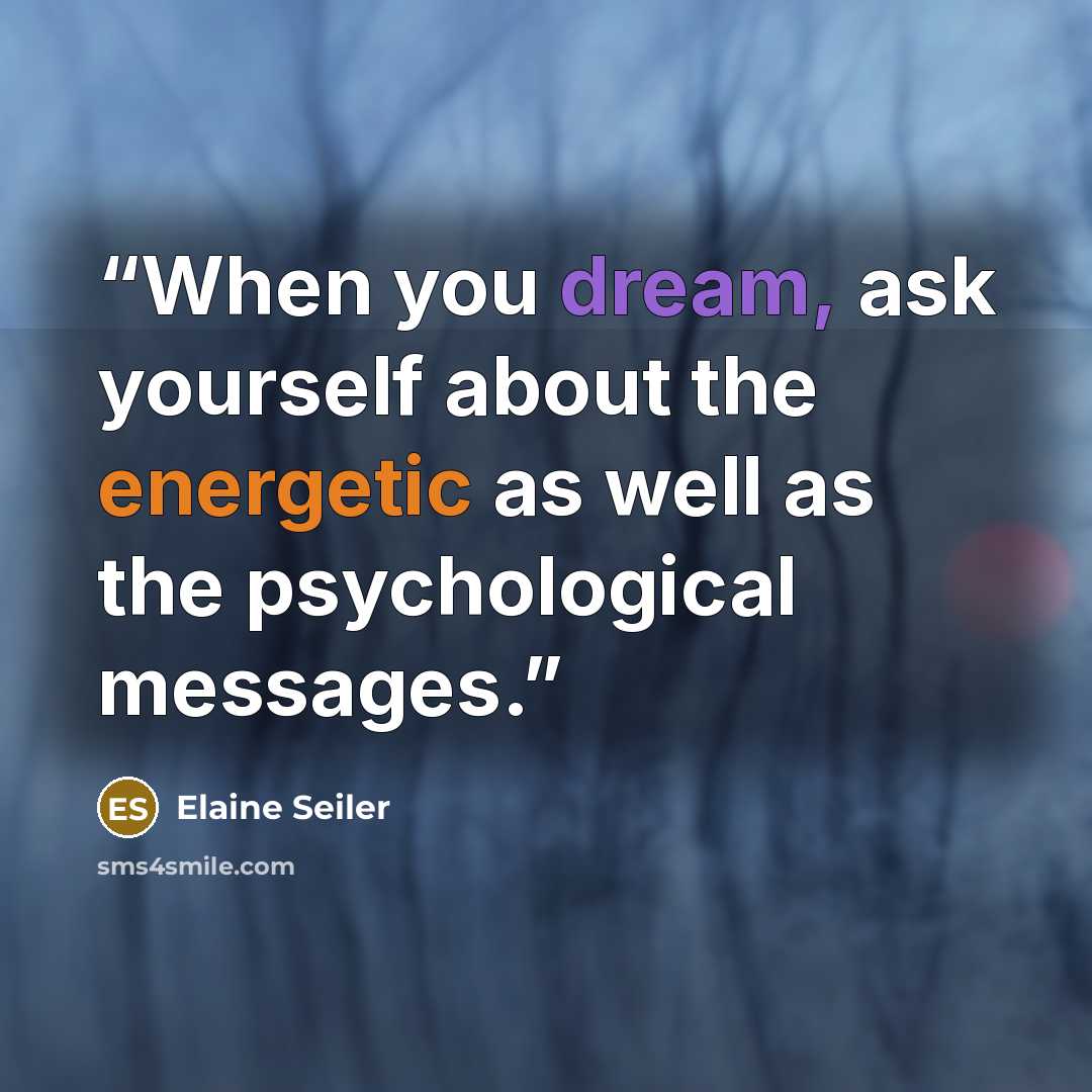 “When you dream, ask yourself about the energetic as well as the psychological messages.” quote by Elaine Seiler