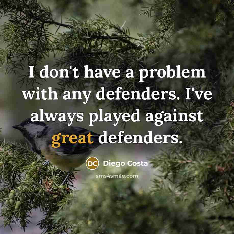 “I don't have a problem with any defenders. I've always played against great defenders.” quote by Diego Costa