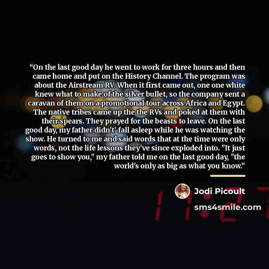 “On the last good day he went to work for three hours and then came home and put on the History Channel. The program was about the Airstream RV. When it first came out, one one white knew what to make of the silver bullet, so the company sent a caravan of them on a promotional tour across Africa…” quote by Jodi Picoult