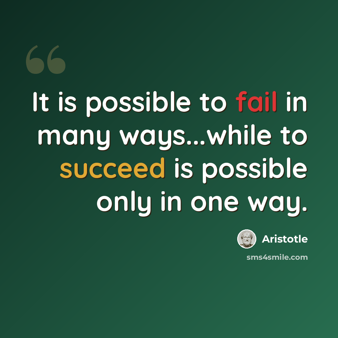“It is possible to fail in many ways...while to succeed is possible only in one way.” quote by Aristotle