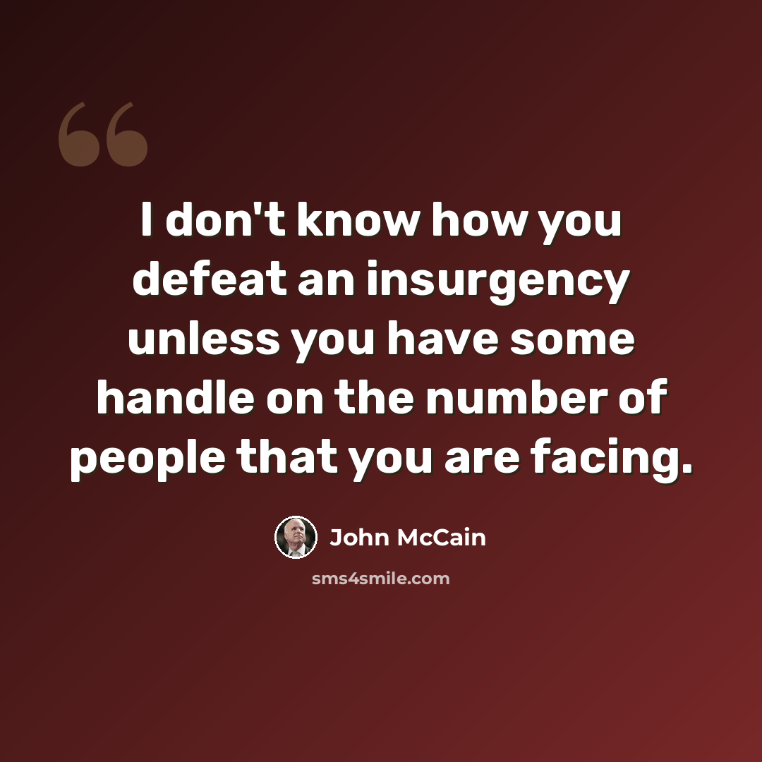 “I don't know how you defeat an insurgency unless you have some handle on the number of people that you are facing.” quote by John McCain