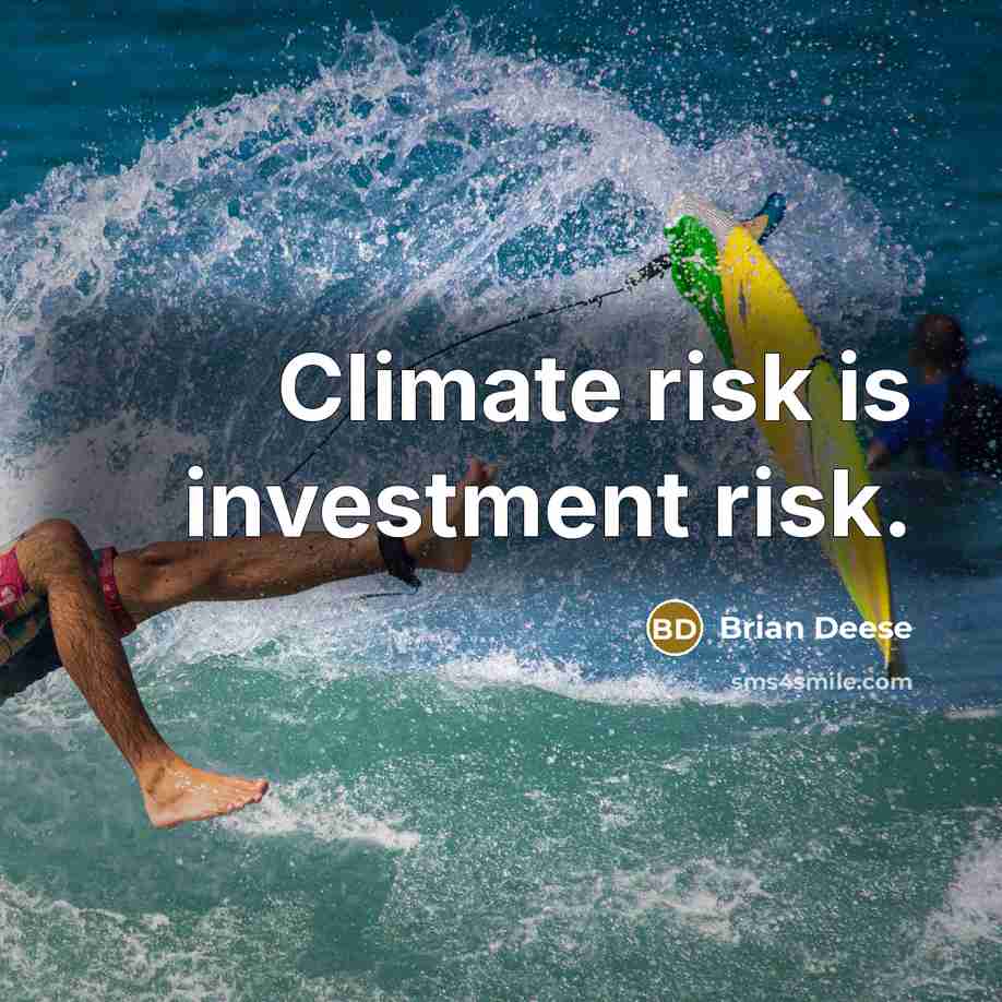 “Climate risk is investment risk.” quote by Brian Deese