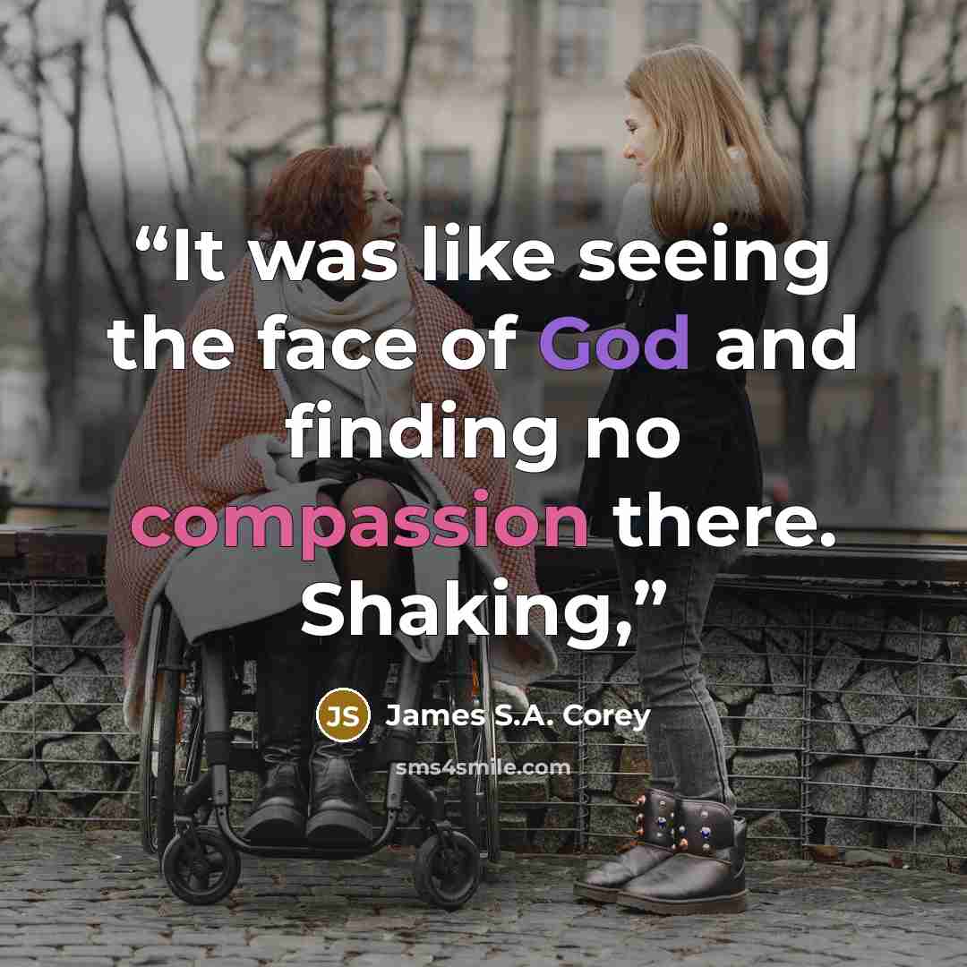 “It was like seeing the face of God and finding no compassion there. Shaking,” quote by James S.A. Corey