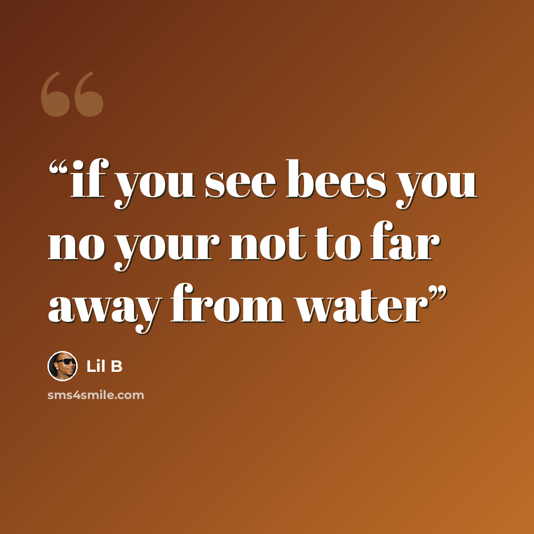 “if you see bees you no your not to far away from water” quote by lil b