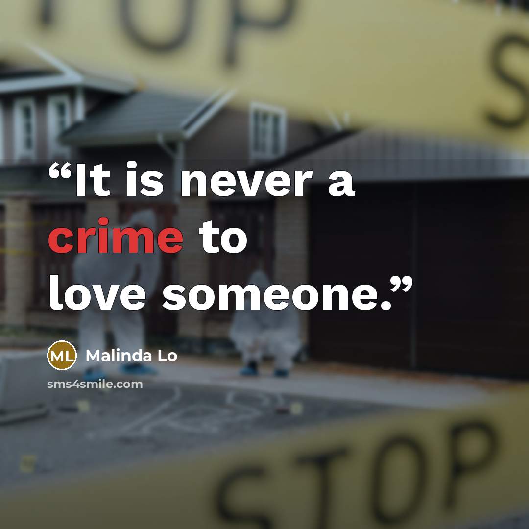 “It is never a crime to love someone.” quote by Malinda Lo