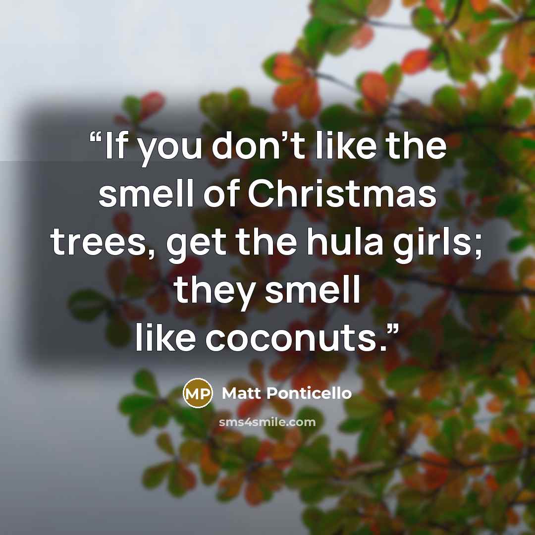“If you don't like the smell of Christmas trees, get the hula girls; they smell like coconuts.” quote by Matt Ponticello