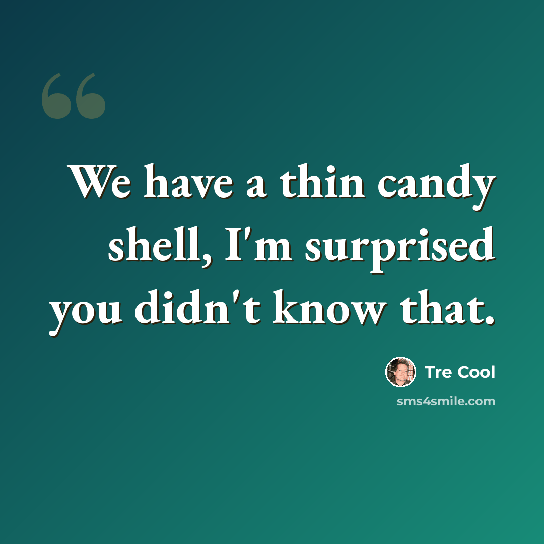“We have a thin candy shell, I'm surprised you didn't know that.” quote by Tre Cool