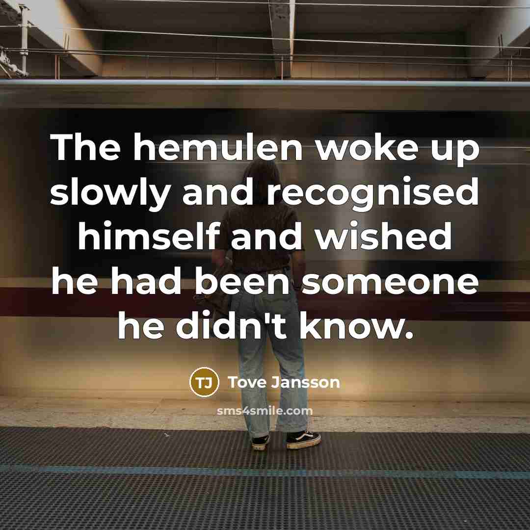 “The hemulen woke up slowly and recognised himself and wished he had been someone he didn't know.” quote by Tove Jansson