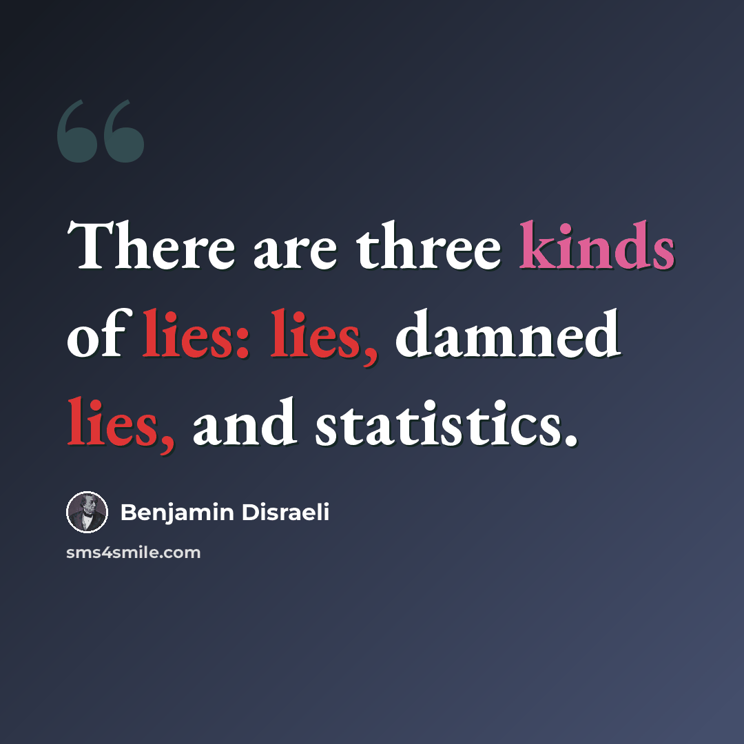 “There are three kinds of lies: lies, damned lies, and statistics.” quote by Benjamin Disraeli